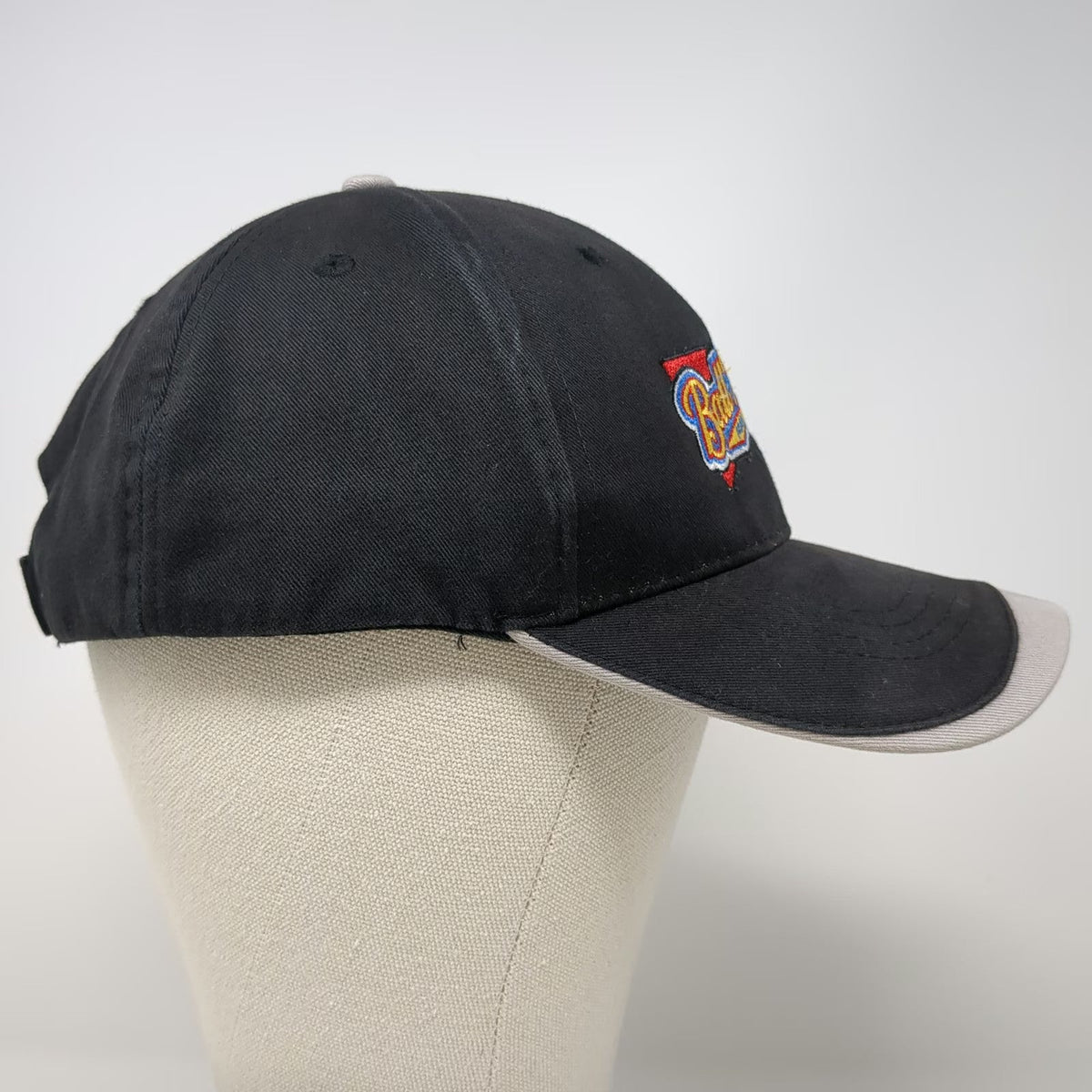 Ball Park Brand Hot Dog Logo Hat Black Baseball Cap One Size Strapback Gray Trim