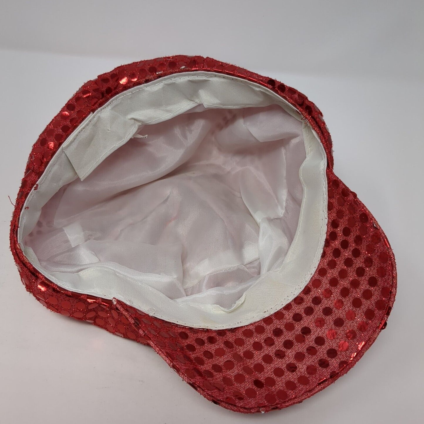 Unbranded Sparkle Sequin Newsboy Cap Red Size 58 Polka Dot Lightweight Blank
