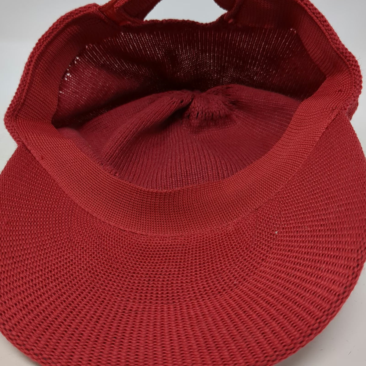 Baseball Cap Red One Size Knit Strapback Textured Crown Pattern Casual Hat