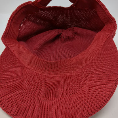Baseball Cap Red One Size Knit Strapback Textured Crown Pattern Casual Hat