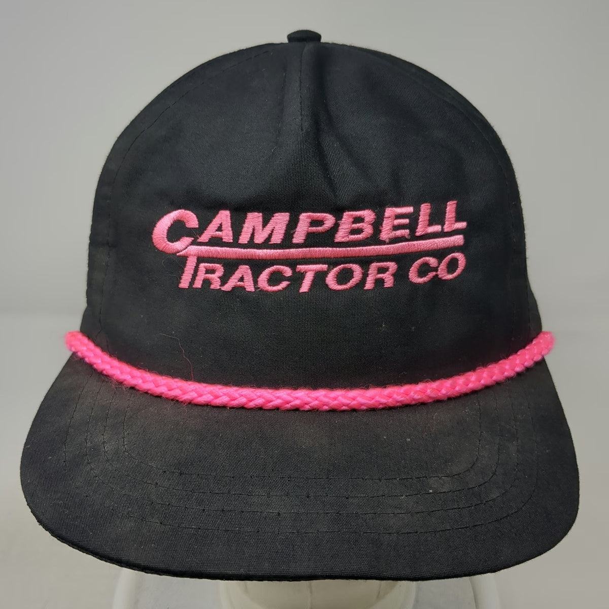 Sportcap 5 Panel Black Pink Campbell Tractor Co Rope Snapback Hat Vintage