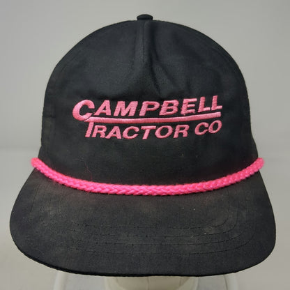 Sportcap 5 Panel Black Pink Campbell Tractor Co Rope Snapback Hat Vintage
