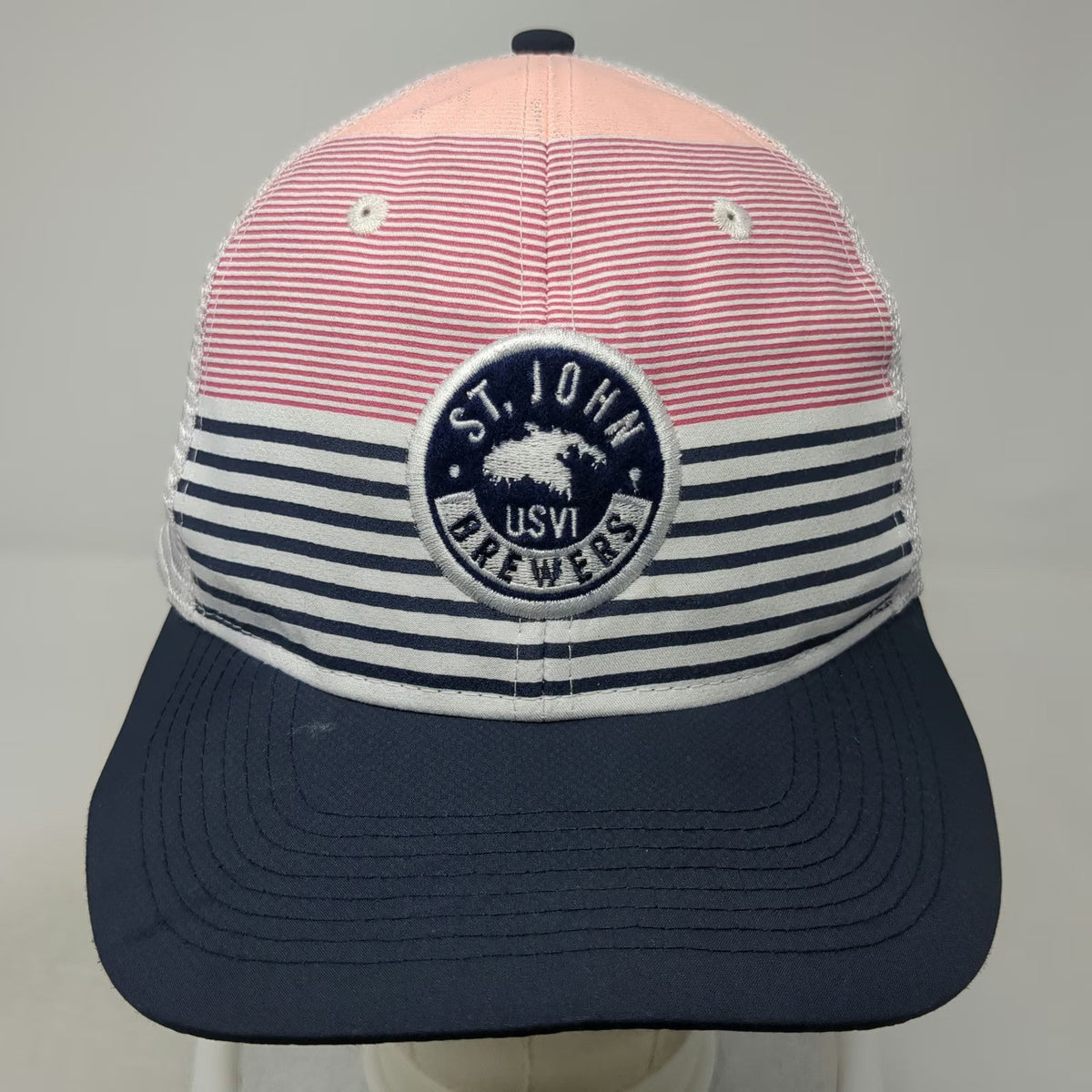 Ahead St John Brewers USVI Trucker Hat Blue Pink White One Size Mesh Snapback
