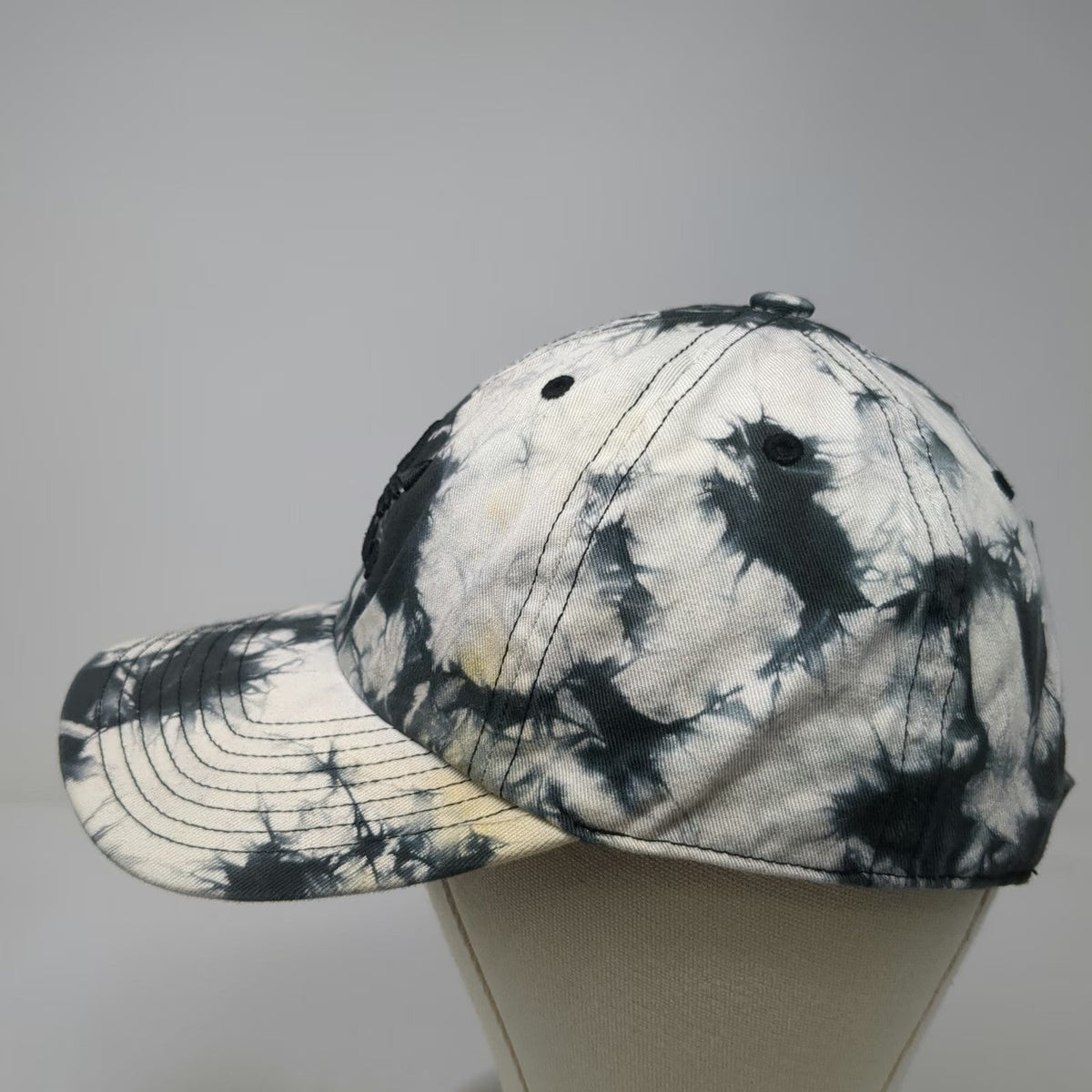 Adidas Baseball Cap White Black One Size Tie Dye Embroidered Trefoil Logo Hat
