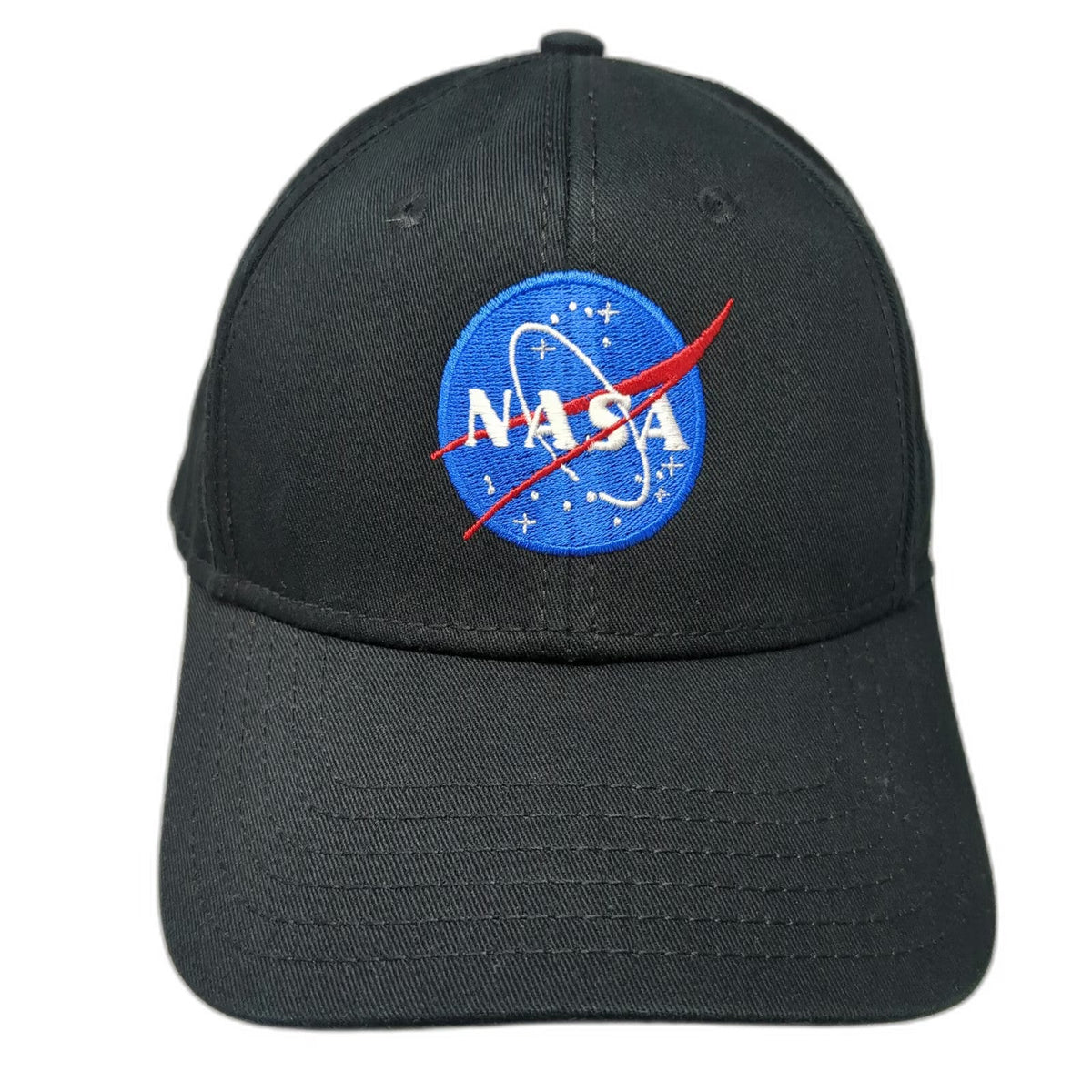 OTTO Baseball Cap Black One Size NASA Embroidered Logo Cotton Strapback Aero Hat