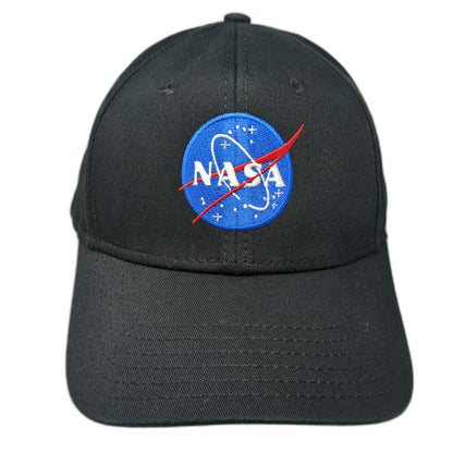OTTO Baseball Cap Black One Size NASA Embroidered Logo Cotton Strapback Aero Hat