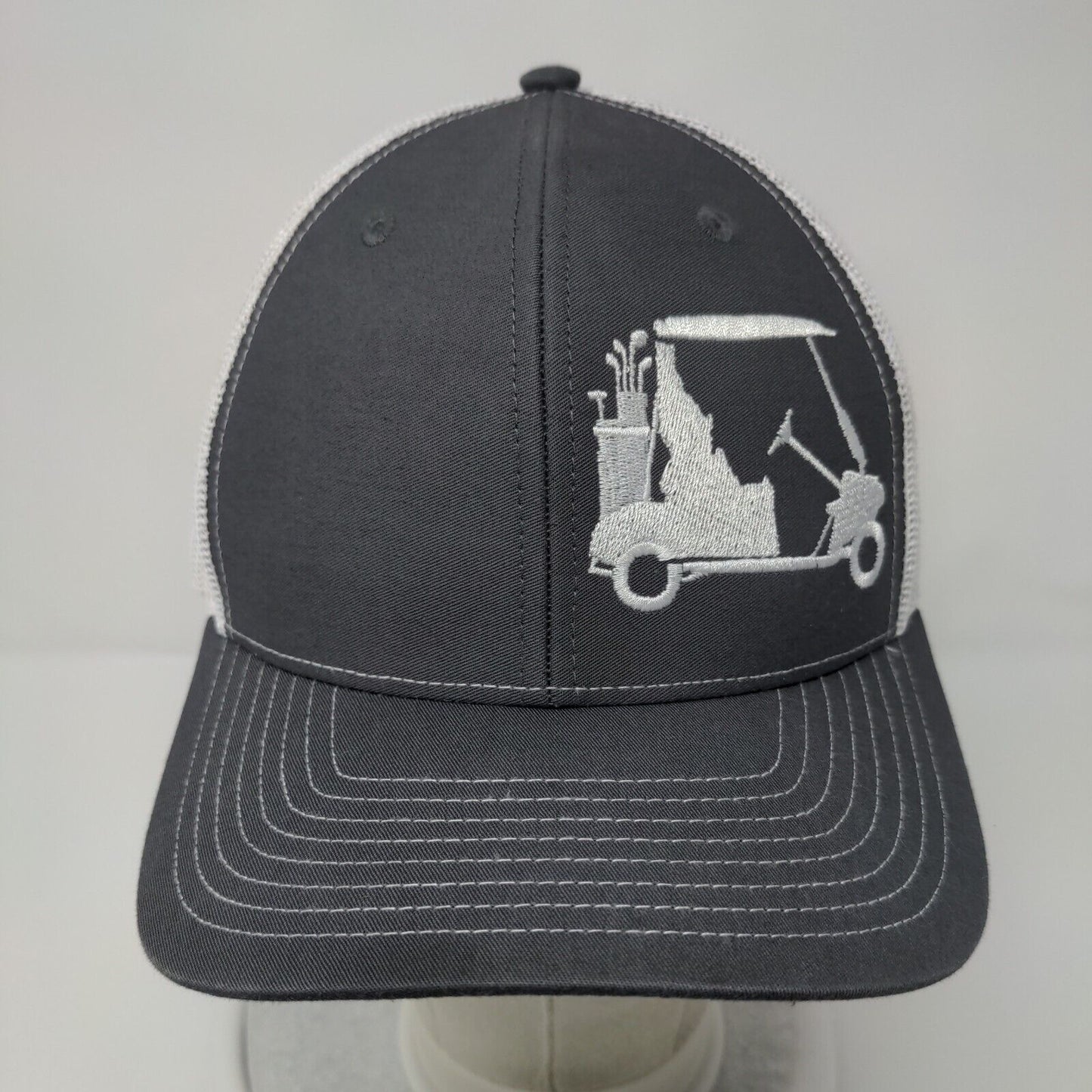 Richardson Snapback Trucker Hat Gray One Size Adjustable Embroidered Mesh Back