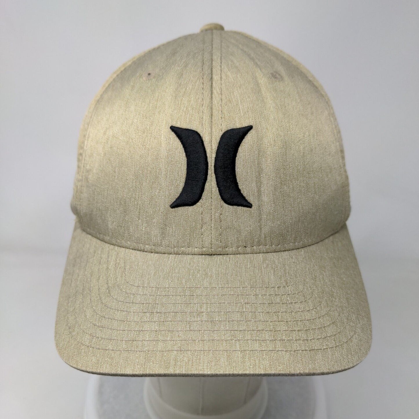 Hurley Fitted Hat Tan Size L/XL Flexfit Embroidered Vented Holes 6 Panel Yupoong
