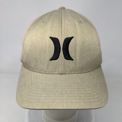 Hurley Fitted Hat Tan Size L/XL Flexfit Embroidered Vented Holes 6 Panel Yupoong