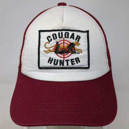 SPIRI! Trucker Hat Red White One Size Cougar Hunter Graphic Patch Mesh Snapback