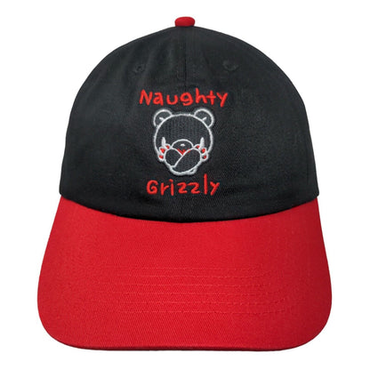 Mori Chack Men's Slideback Hat Black Red Embroidered Logo Naughty Grizzly