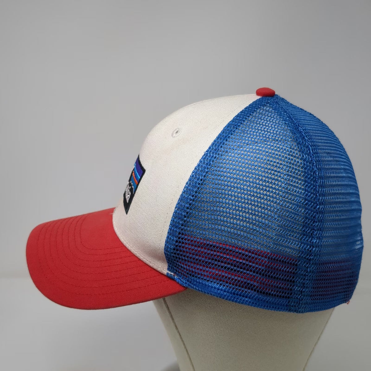 Patagonia Trucker Hat White Red Blue One Size Mesh Snapback Fitz Roy Mountain