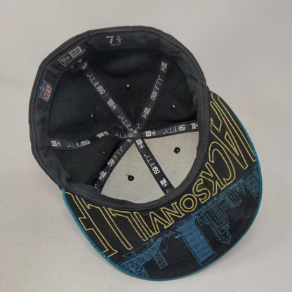 Jacksonville Jaguars Fitted Hat Black Blue Size 7 3/8 3D Logo 59Fifty NFL