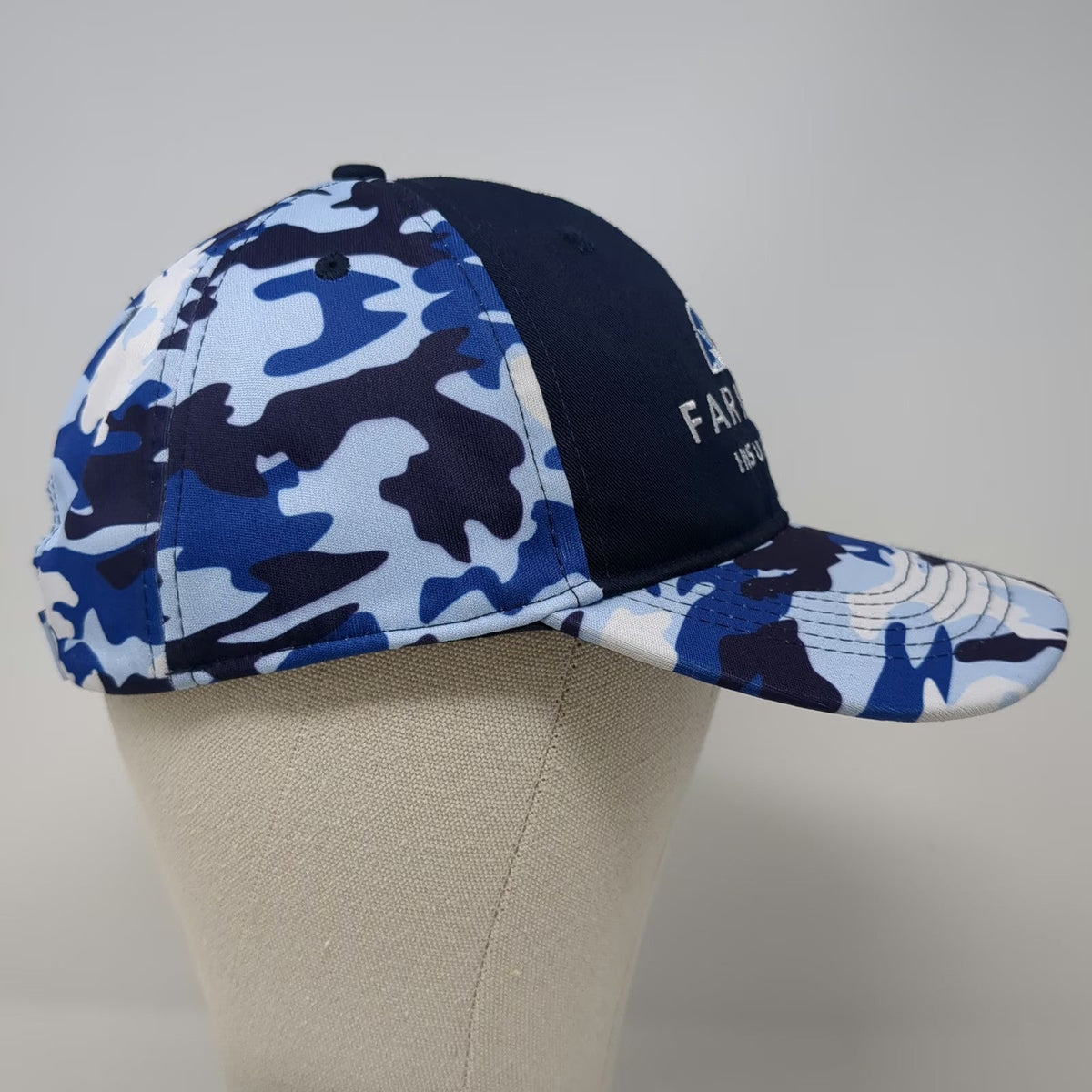 Headtoto Baseball Cap Blue White Camo Farmers Insurance One Size Embroidered Hat