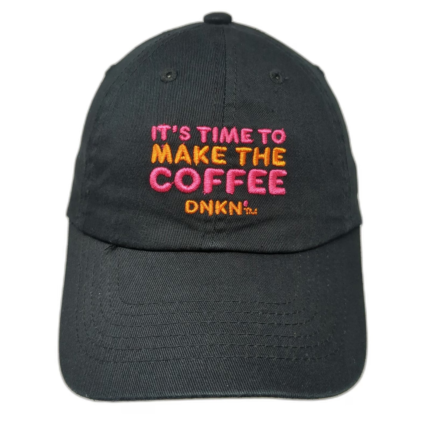 Dunkin Donuts Coffee Baseball Cap Black One Size DD Perks Strapback Hat