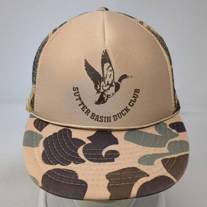 Otto Trucker Hat Beige Brown Green One Size Camo Snapback Rope Mesh Duck Club