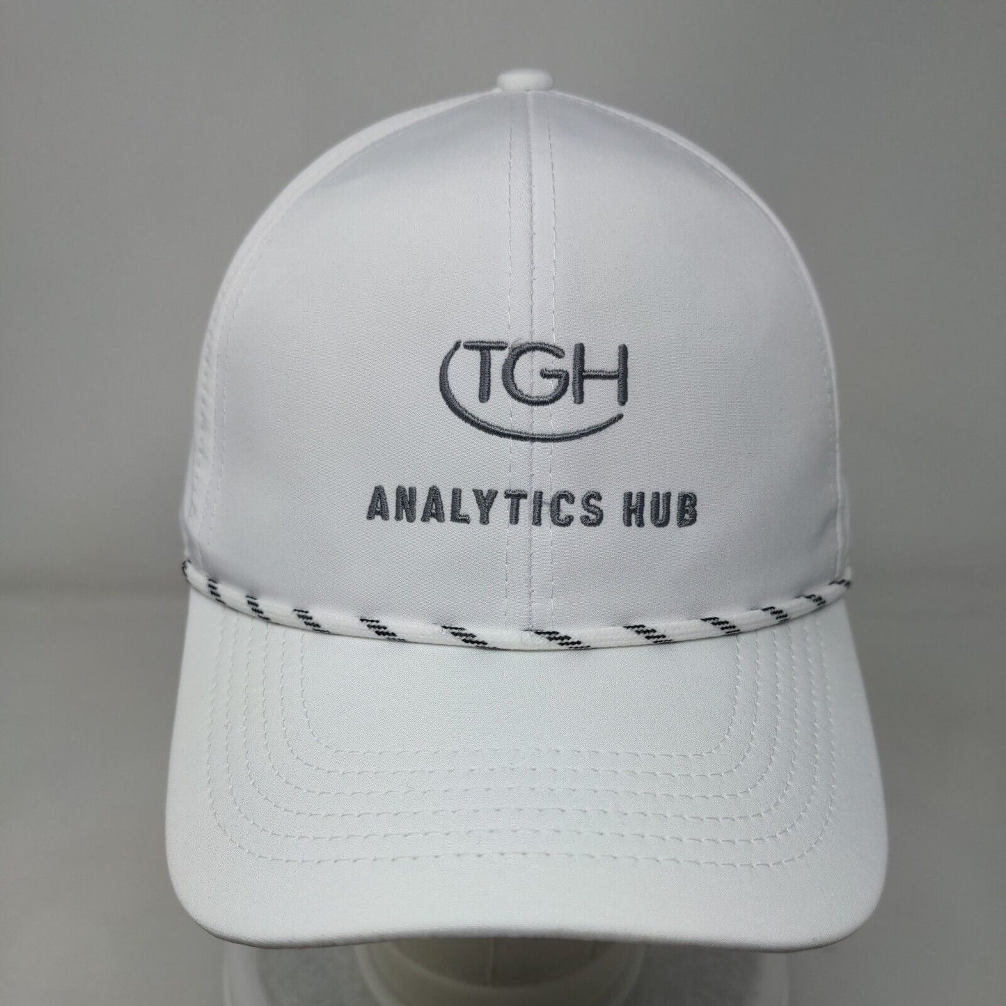 TGH Analytics Hub Strapback Hat White OSFA Adjustable Embroidered Rope Imperial