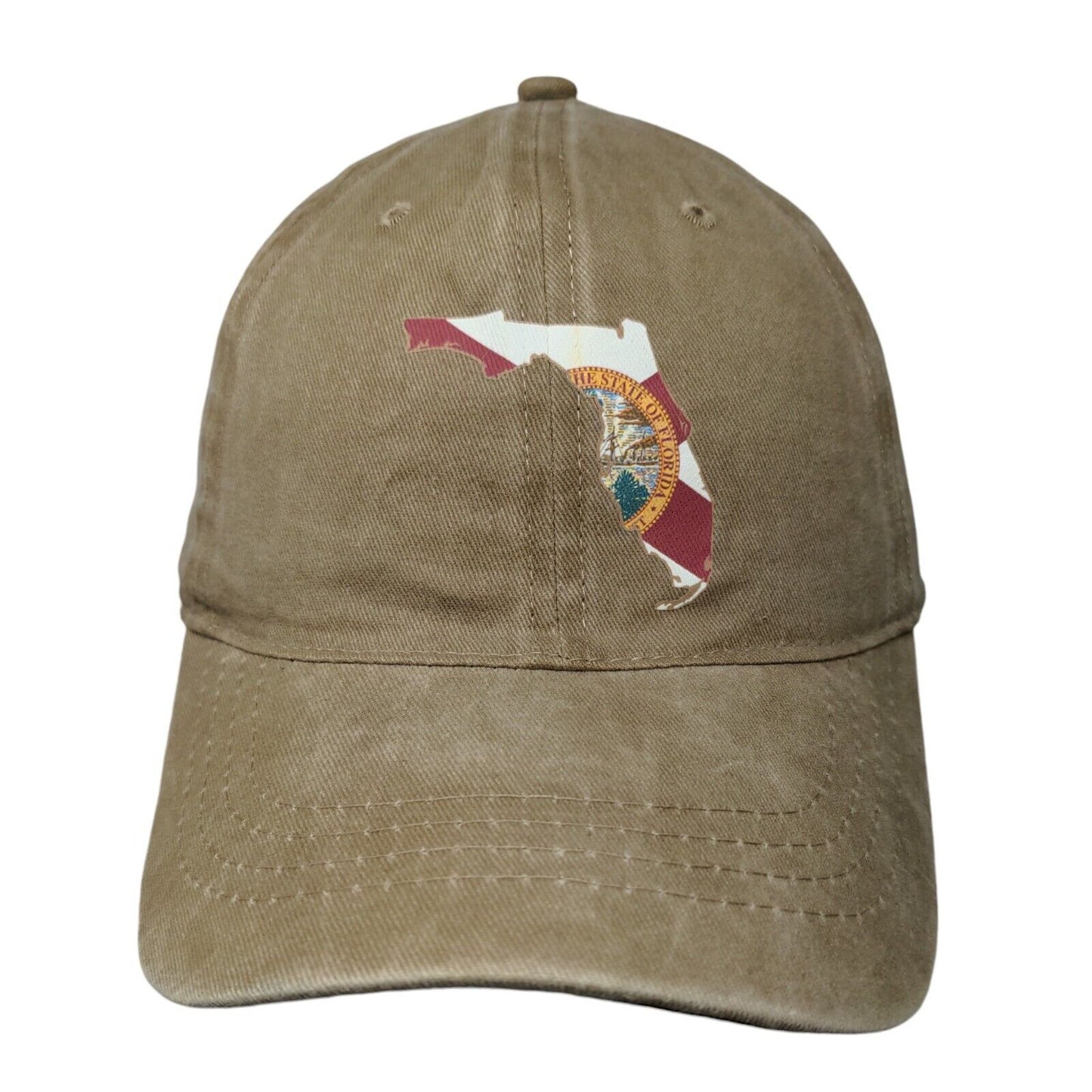 The State Of Florida Map Slideback Hat Tan One Size Adjustable 6 Panel