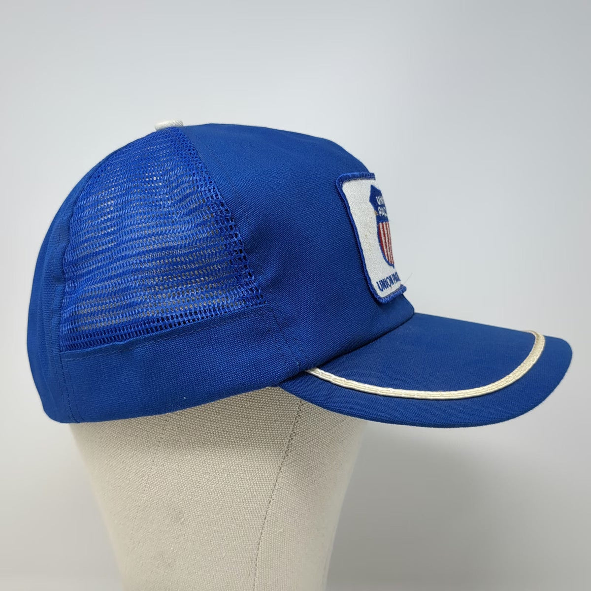 Snapback Hat Blue One Size Union Pacific System Trucker Mesh Patch Made in USA