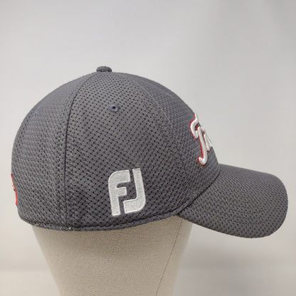 Titleist Pro V1 FJ Fitted Golf Hat Gray M/L Embroidered Vented Holes 6 Panel