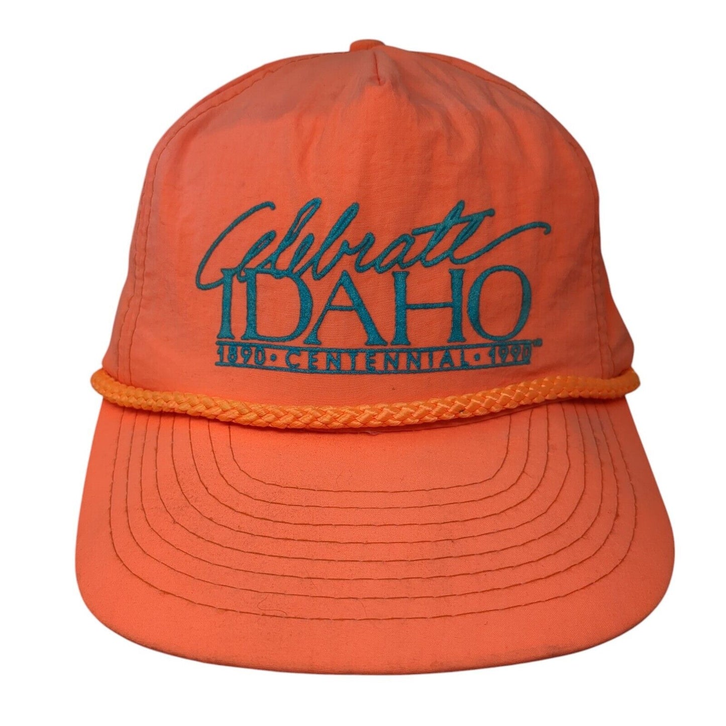 Celebrate Idaho 1890 Centennial 1990 Strapback Hat Orange 6 Panel Mohr's Rope