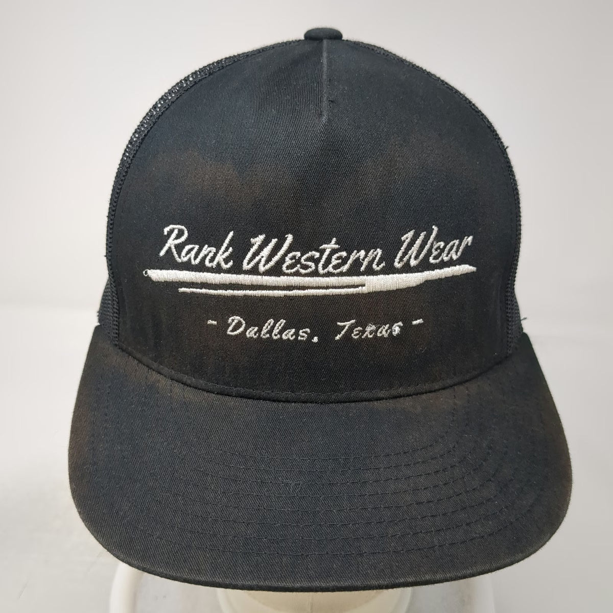 Yupoong Rank Western Wear Dallas Texas Trucker Hat Black One Size Mesh Back