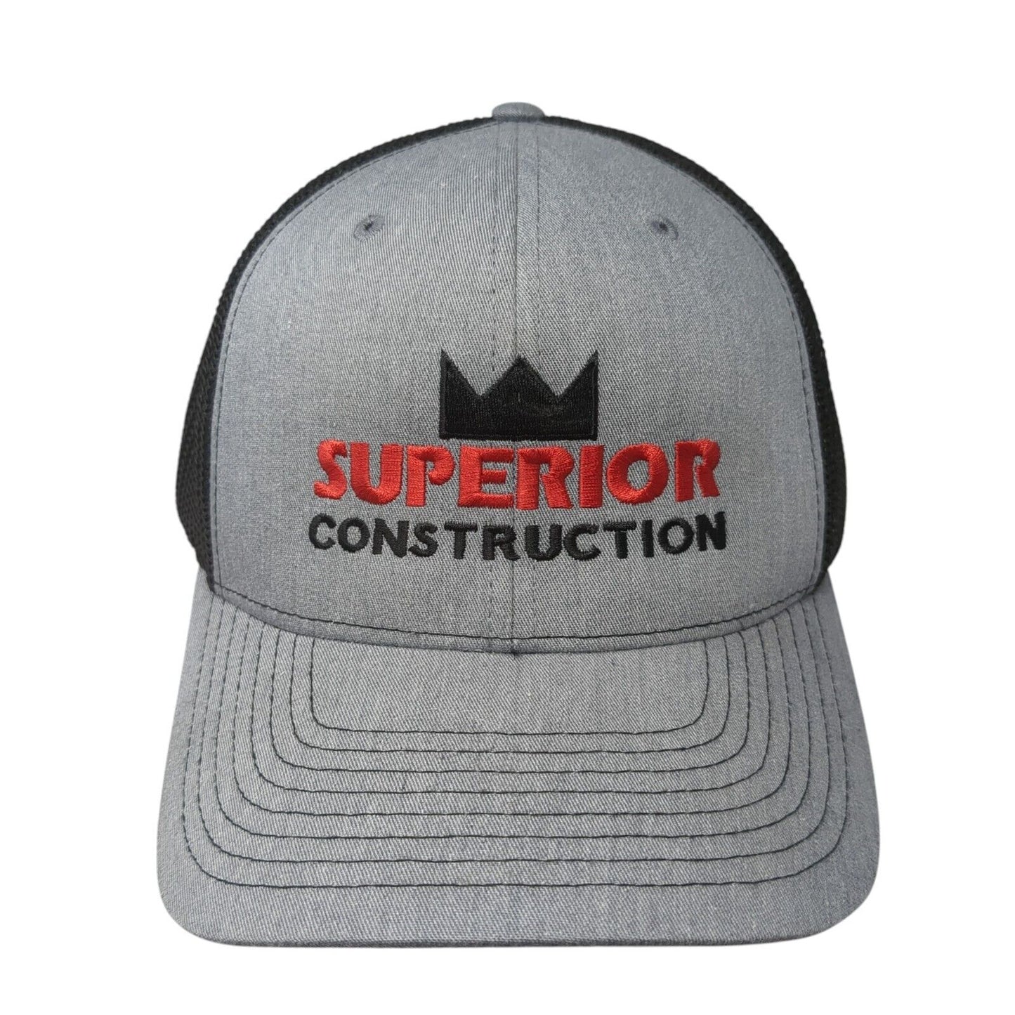 Superior Construction Snapback Trucker Hat Gray OS Adjustable Mesh Richardson