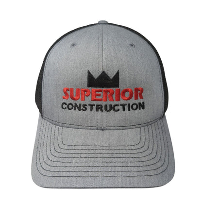 Superior Construction Snapback Trucker Hat Gray OS Adjustable Mesh Richardson