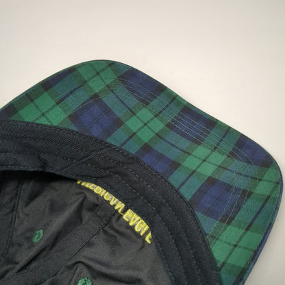 American Eagle Baseball Cap Green Blue Yellow Plaid OSFM Slideback Cotton Hat
