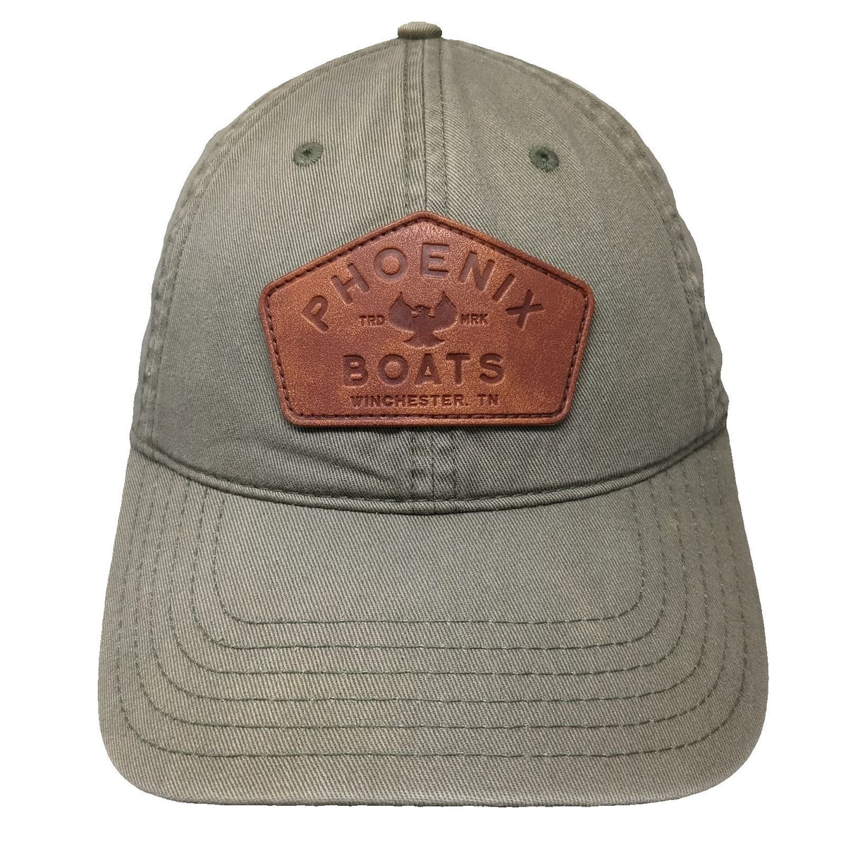 Phoenix Boats Baseball Cap Green One Size Leather Patch Slideback Adjustable Hat