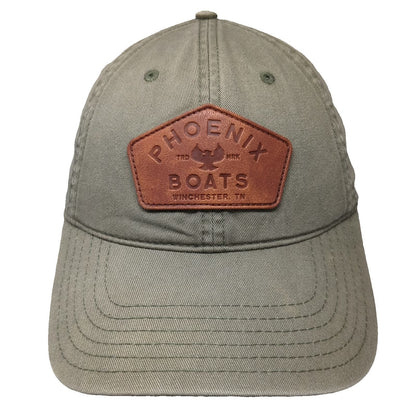 Phoenix Boats Baseball Cap Green One Size Leather Patch Slideback Adjustable Hat
