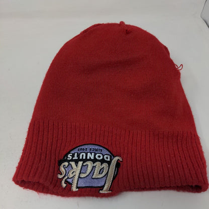 Jack's Donuts Men's Knit Beanie Hat Multicolor Embroidered Logo Pom Pom