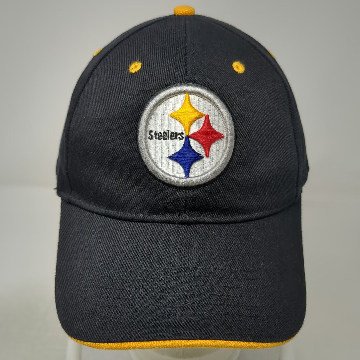 NFL Team Apparel Pittsburgh Steelers Black One Size Baseball Cap Hat Curved Brim