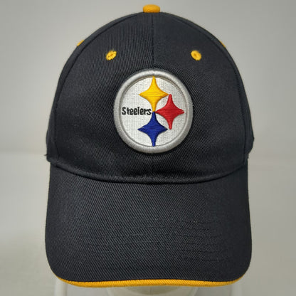 NFL Team Apparel Pittsburgh Steelers Black One Size Baseball Cap Hat Curved Brim