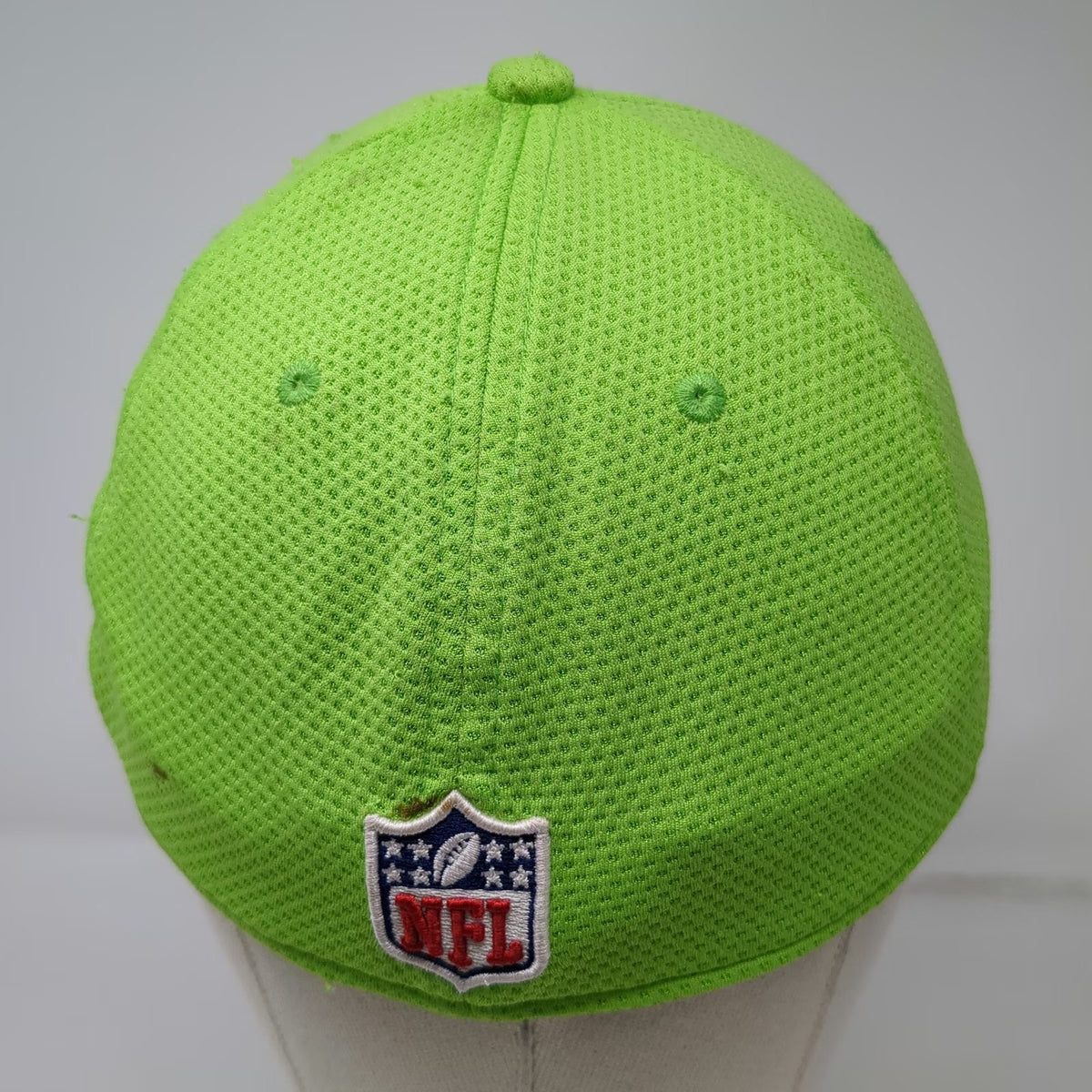 Seattle Seahawks NFL New Era Hat Green M Metallic Logo Curved Brim Stretch Fit