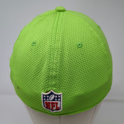 Seattle Seahawks NFL New Era Hat Green M Metallic Logo Curved Brim Stretch Fit