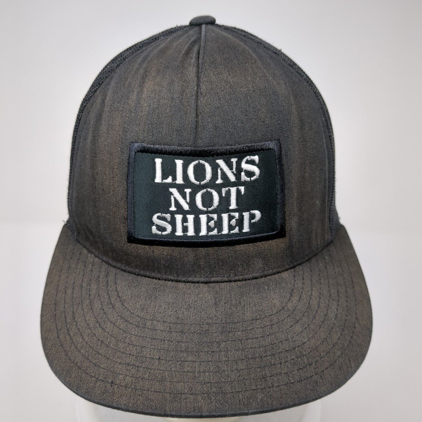 Lions Not Sheep Snapback Trucker Hat Black One Size Adjustable Mesh Back Yupoong