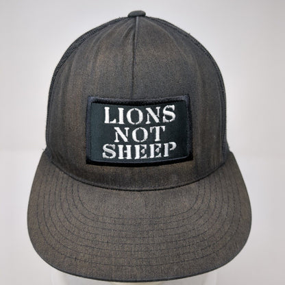 Lions Not Sheep Snapback Trucker Hat Black One Size Adjustable Mesh Back Yupoong