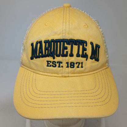 DK Embroidery Trucker Hat Yellow OSFM Marquette MI Mesh Back Snapback Michigan