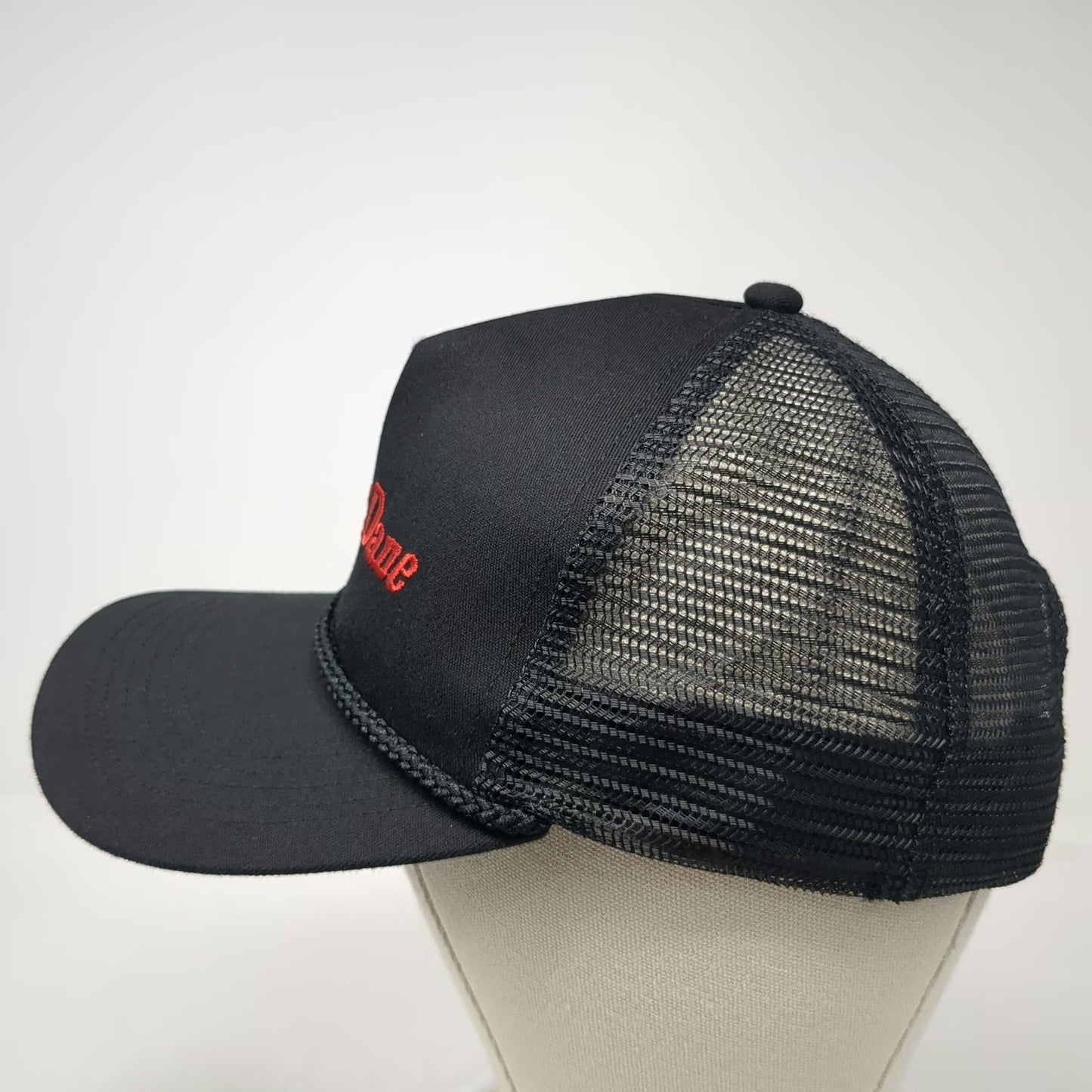 Gramling Trucker Hat Black One Size Great Dane Rope Mesh Snapback Green Brim