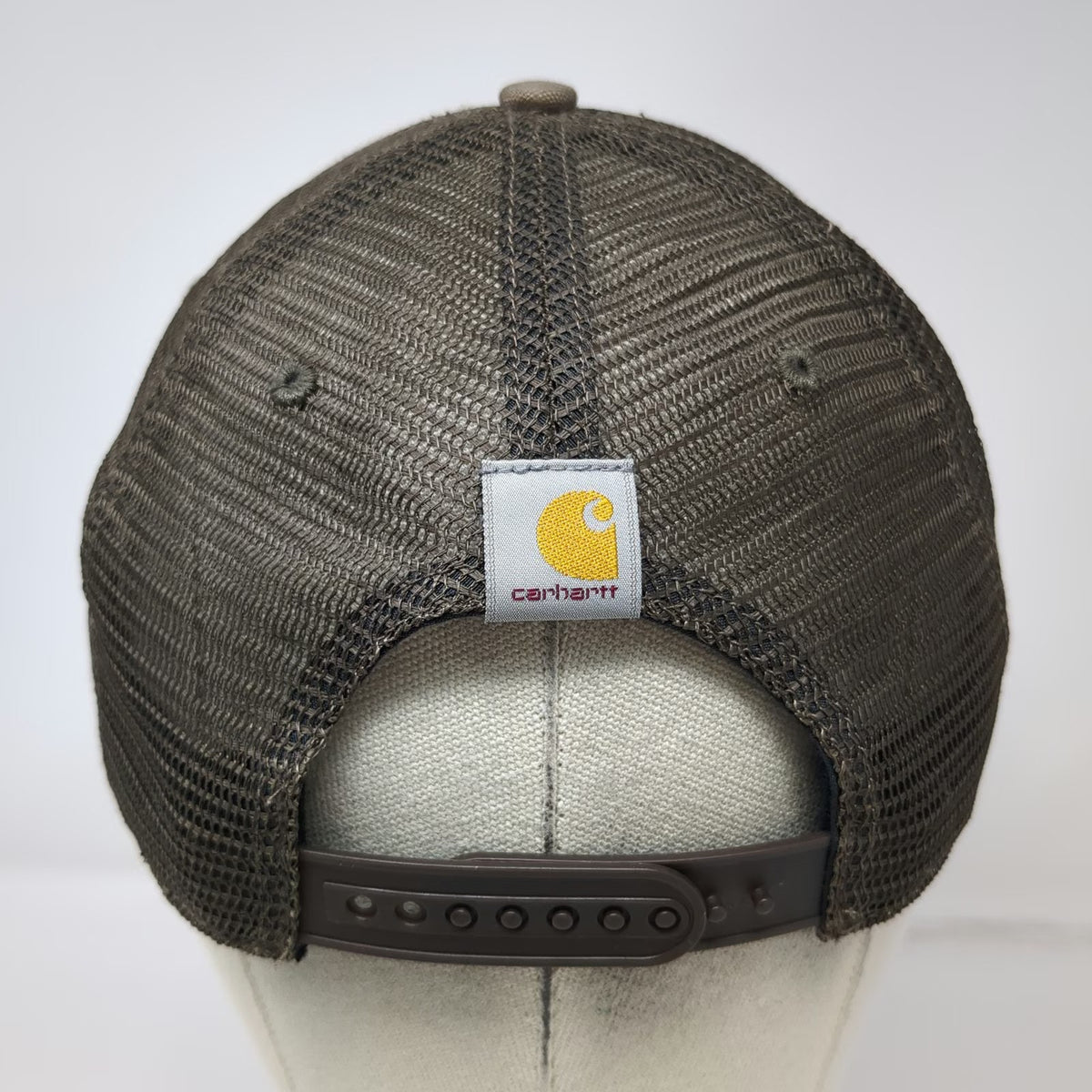 Carhartt Trucker Hat Brown One Size Mesh Snapback Embroidered Logo Workwear Cap