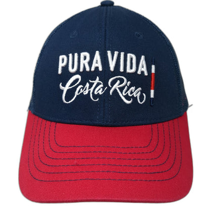 Memorable Costa Rica Trucker Hat Blue Red One Size Pura Vida Snapback Mesh