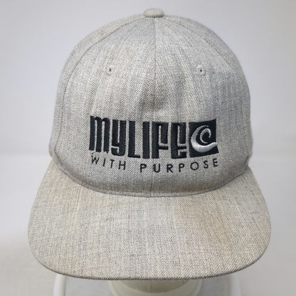 Yupoong Snapback Hat Gray One Size Green Underbrim Flat Brim Embroidered Wool