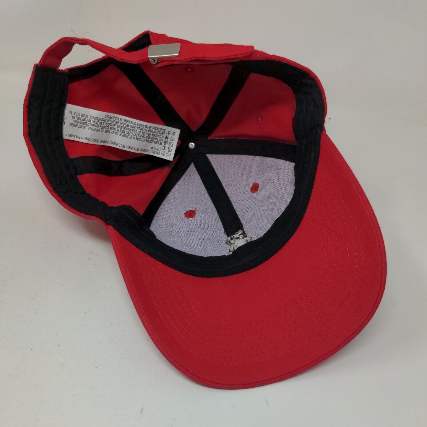 Teddy Bear Slideback Hat Red One Size Embroidered Adjustable 6 Panel