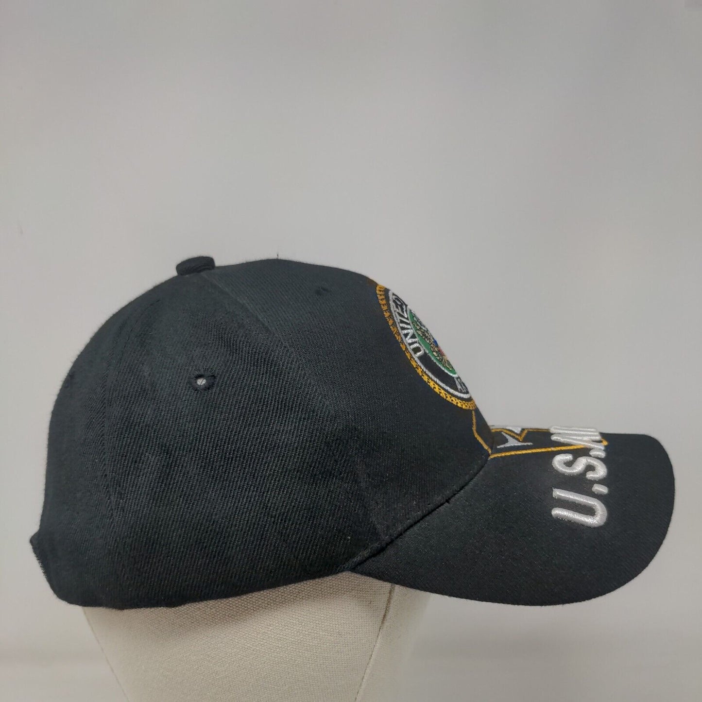 United States Army Strapback Hat Black One Size Embroidered Adjustable