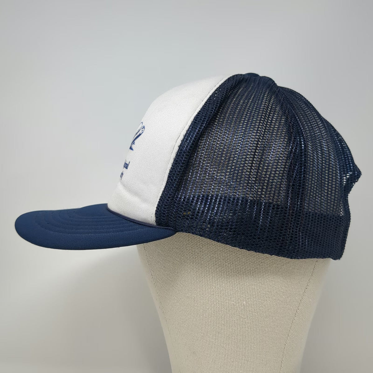 Yupoong Blue White Trucker Hat One Size Grand Forks Regional Airport Plane Mesh