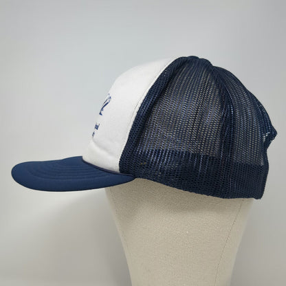 Yupoong Blue White Trucker Hat One Size Grand Forks Regional Airport Plane Mesh