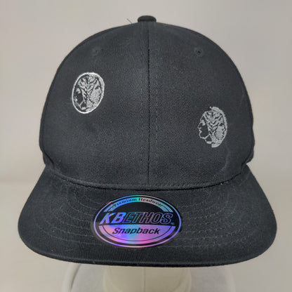 KB ETHOS Snapback Hat Black One Size Adjustable Embroidered 6 Panel Cotton