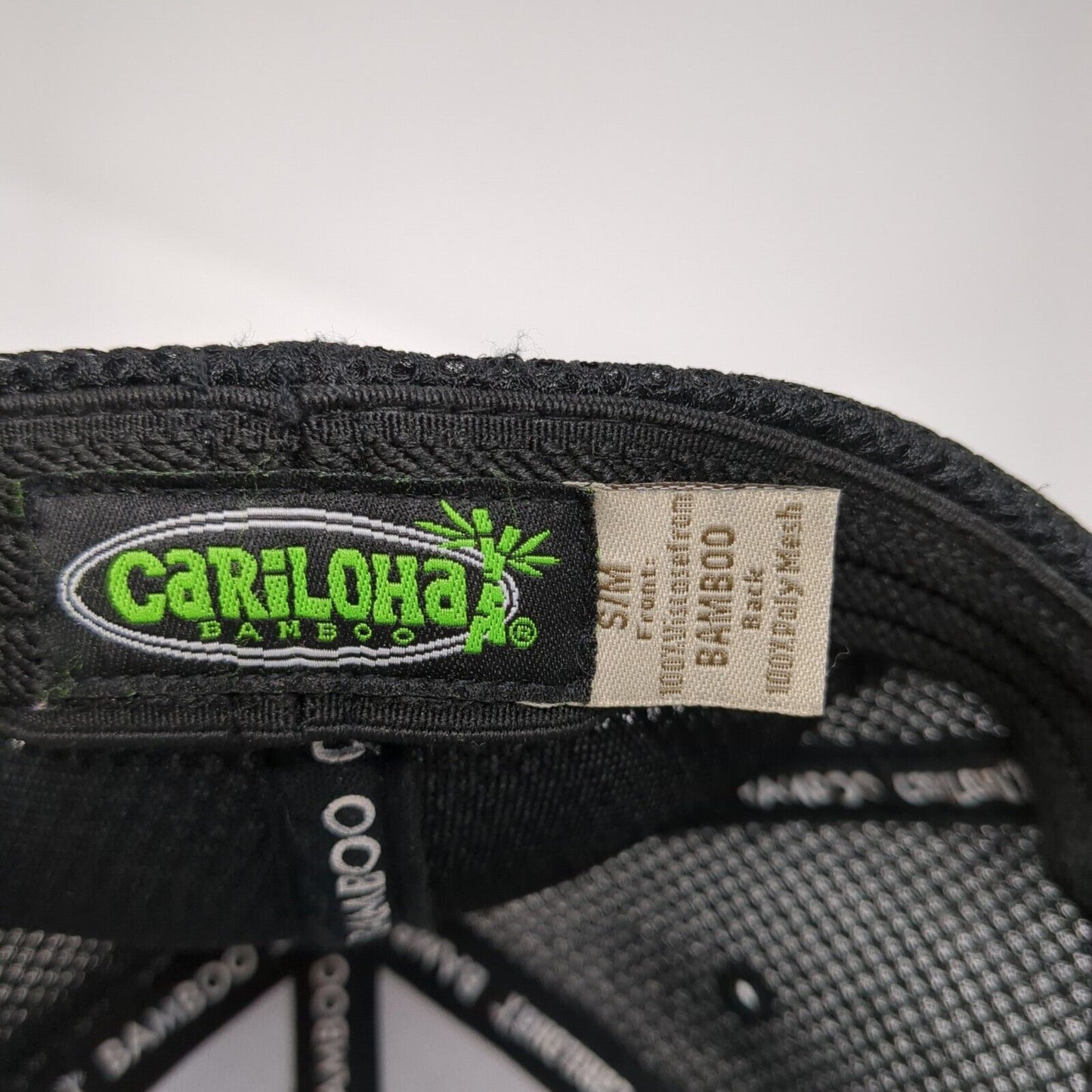 Cariloha Bamboo Stay Cool Fitted Trucker Hat Black S/M Embroidered Mesh Back