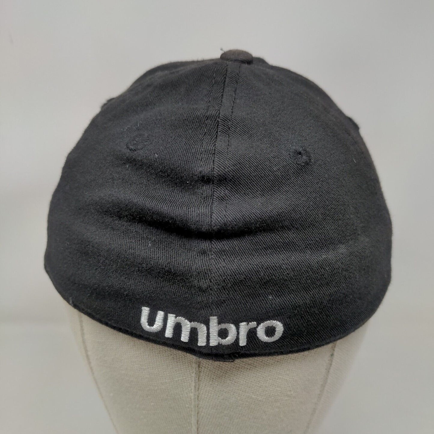 Umbro Fitted Hat Black OSFA Lightweight Embroidered Vented Holes 6 Panel